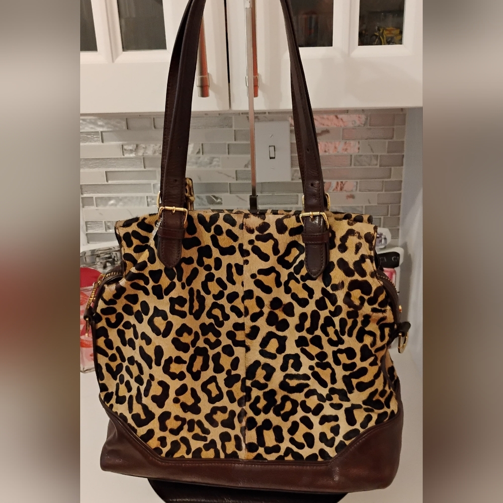 Tory Burch Tote - Leopard Calf Hair & Brown Leather-Trim GHW - Picture 2 of 16
